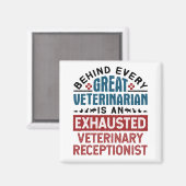 Aimant Réceptionniste vétérinaire épuisé (Recto/Verso)