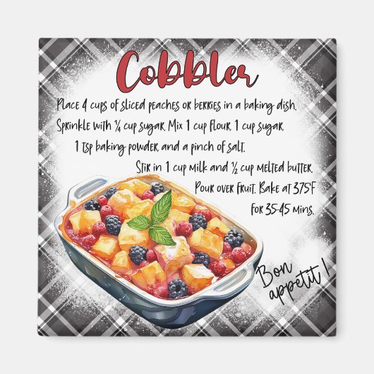 Aimant Recette de Cobbler (Devant)