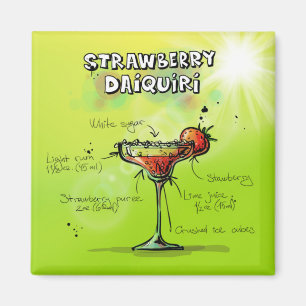 Aimant Recette de daiquiri de fraise - cadeau de cocktail