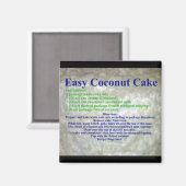 Aimant Recette de gâteau à la noix de coco (Recto/Verso)