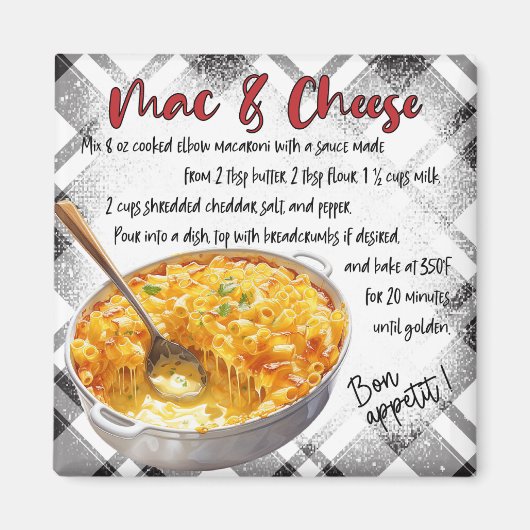 Aimant Recette de Mac & Cheese (Devant)