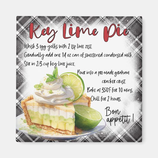 Aimant recette de tarte au citron vert Key (Devant)