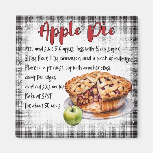 Aimant Recette de tarte aux pommes (Devant)
