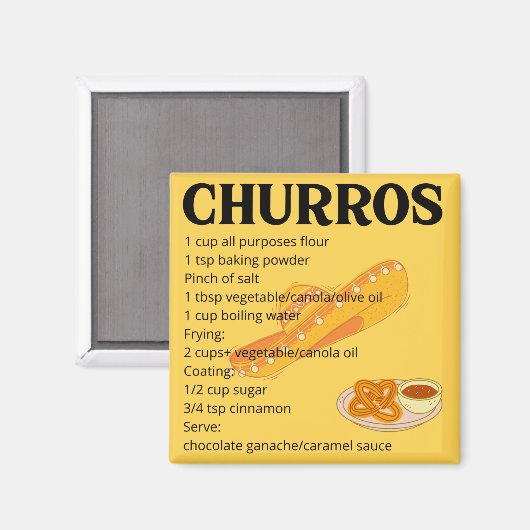 Aimant recettes simples de Churros (Recto/Verso)