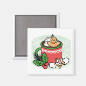 Aimant Réchauffez-vous avec les appels de cacao de neige (Recto/Verso)