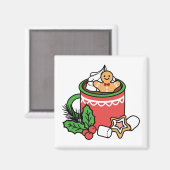 Aimant Réchauffez-vous avec les appels de cacao de neige  (Recto/Verso)