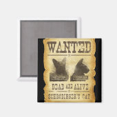 Aimant Recherché mort et vivant. Le chat de Schroedinger. (Recto/Verso)