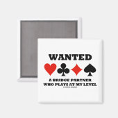 Aimant Recherché Un Partenaire Bridge Qui Joue À Mon Nive (Recto/Verso)