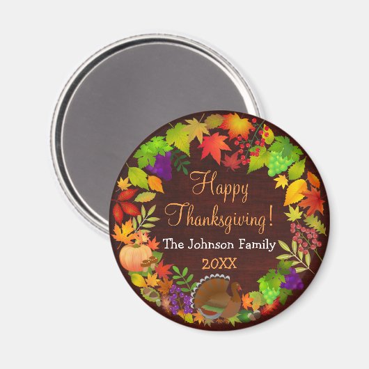Aimant Récolte d'action de grâces colorée (Recto/Verso)