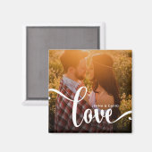 Aimant Recouvert de blanc élégant | Amour avec photo (Recto/Verso)