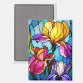 Aimant rectangle avec fleur en verre tendu (Recto/Verso)
