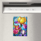 Aimant rectangle avec fleur en verre tendu (In Situ (Lave-vaisselle))