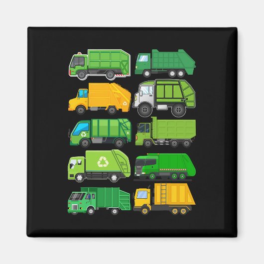 Aimant Recyclage Garge Camion Anniversaires de enfants Ca (Devant)