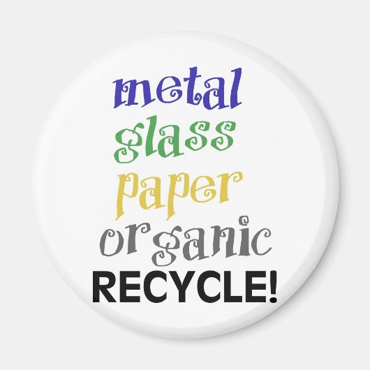 Aimant Recycler! Liste des matériaux ! (Devant)