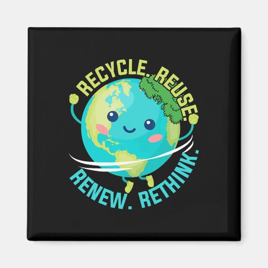 Aimant Recycler Réutiliser Réutiliser Repenser Jour des t (Devant)