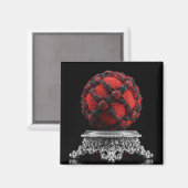 Aimant Red And Black Mandelbrot Sphere On Silver Pedestal (Recto/Verso)