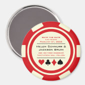 Aimant Red and White Poker Chip Casino Enregistrer la dat (Recto/Verso)