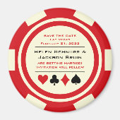 Aimant Red and White Poker Chip Casino Enregistrer la dat (Devant)
