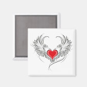 Aimant Red Angel Coeur avec ailes (Recto/Verso)
