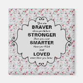 Aimant Red Berries Grey Feuilles Mots d'encouragement (Devant)