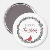 Aimant Red Berries Wreath and Red Cardinal Christmas (Recto/Verso)