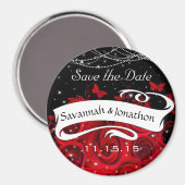 Aimant Red Black Coeur Rose Enregistrer la date sous les  (Recto/Verso)