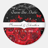 Aimant Red Black Coeur Rose Enregistrer la date sous les  (Devant)