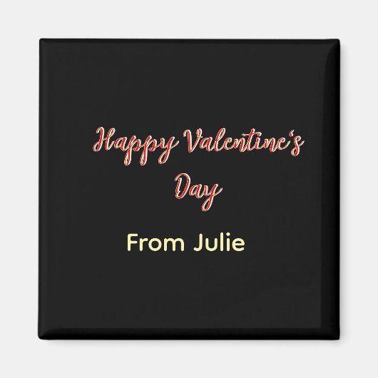 Aimant Red black happy Valentine's day from name stylish  (Devant)