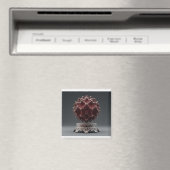 Aimant Red & Black Mandelbrot Sphere On Silver Pedestal (In Situ (Lave-vaisselle))