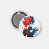 Aimant Red Blue Fire Ice Comic Style Anime Girl (Recto/Verso)
