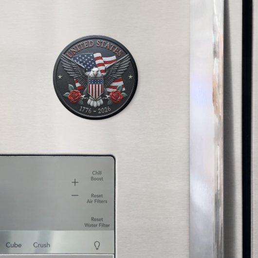 Aimant Red & Blue Metallic Texture USA Semiquincentennial (In situ (réfrigérateur))