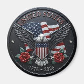 Aimant Red & Blue Metallic Texture USA Semiquincentennial (Devant)