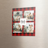 Aimant Red Buffalo Plaid & Collage Photo Avec Initiale