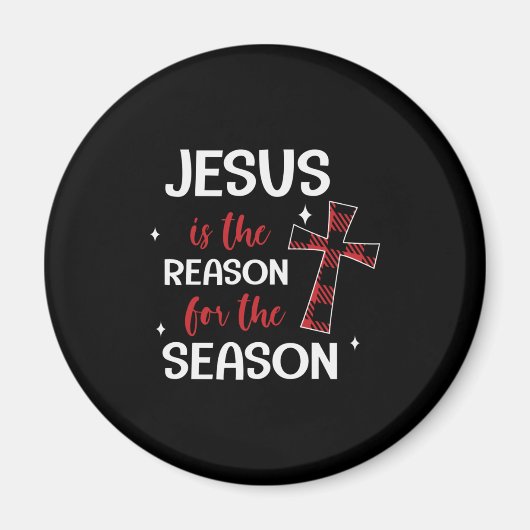 Aimant Red Buffalo Plaid Cross Christmas Design (Devant)