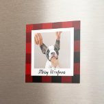 Aimant Red Buffalo Plaid & Joyeux Woofmas Avec Photo Chie<br><div class="desc">Red Buffalo Plaid & Joyeux Woofmas Avec Photo Chien</div>