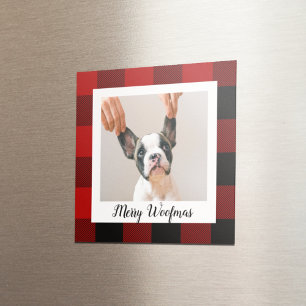 Aimant Red Buffalo Plaid & Joyeux Woofmas Avec Photo Chie