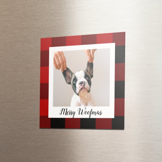 Aimant Red Buffalo Plaid & Joyeux Woofmas Avec Photo Chie