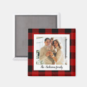 Aimant Red Buffalo Plaid & Nom Personnel Et Photo (Recto/Verso)