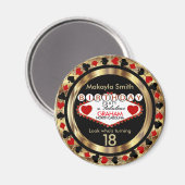 Aimant Red Casino Poker Chip Anniversaire (Recto/Verso)