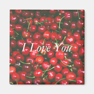 Aimant Red Cherry - I Love You (texte personnalisable)