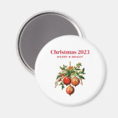 Aimant Red Christmas Baubles avec Holly Festive (Recto/Verso)