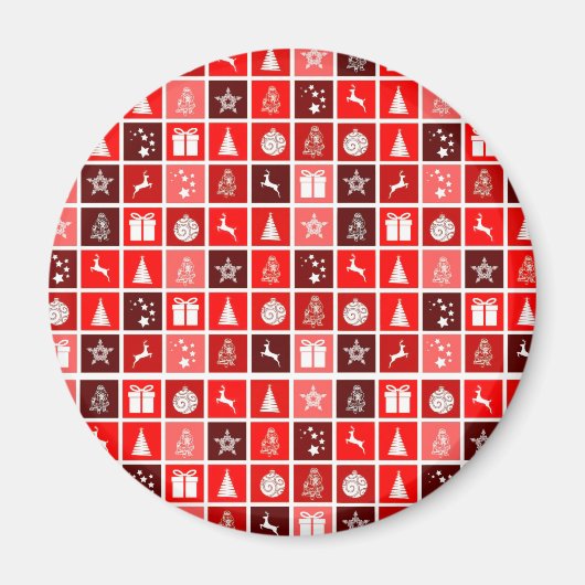 Aimant Red Christmas Holiday Cute Tree Reinder (Devant)