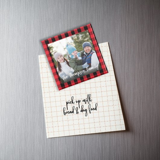 Aimant Red Christmas Photo Buffalo Check Custom