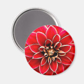 Aimant Red Dahlia, art numérique (Recto/Verso)
