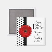 Aimant Red Daisy Black White Polka Point Enregistrer la d (Recto/Verso)