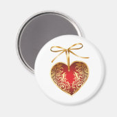Aimant Red Damask Heart (Recto/Verso)