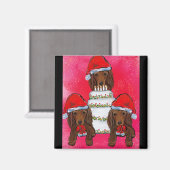 Aimant Red Doxie Santas (Recto/Verso)