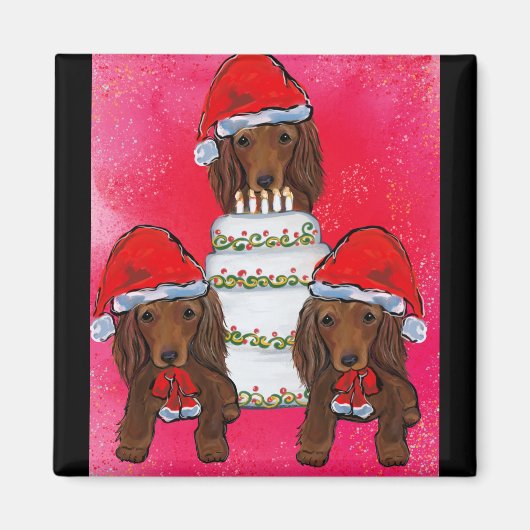 Aimant Red Doxie Santas (Devant)