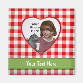 Aimant Red En vichy Look Heart Frame : Ajouter une photo (Devant)