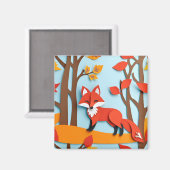 Aimant Red Fox Papercraft, effet Forêt Faune (Recto/Verso)